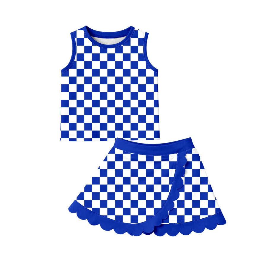 4.15 GSD4110 Pre order No Moq Baby Girls lattice Vest Scallop Skirt Short Yoga Active Clothes Set
