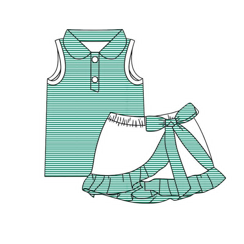 4.23 GSD4121 Pre order No Moq Baby Girls Stripe Sleeveless Top And Skirt Yoga Clothing Set