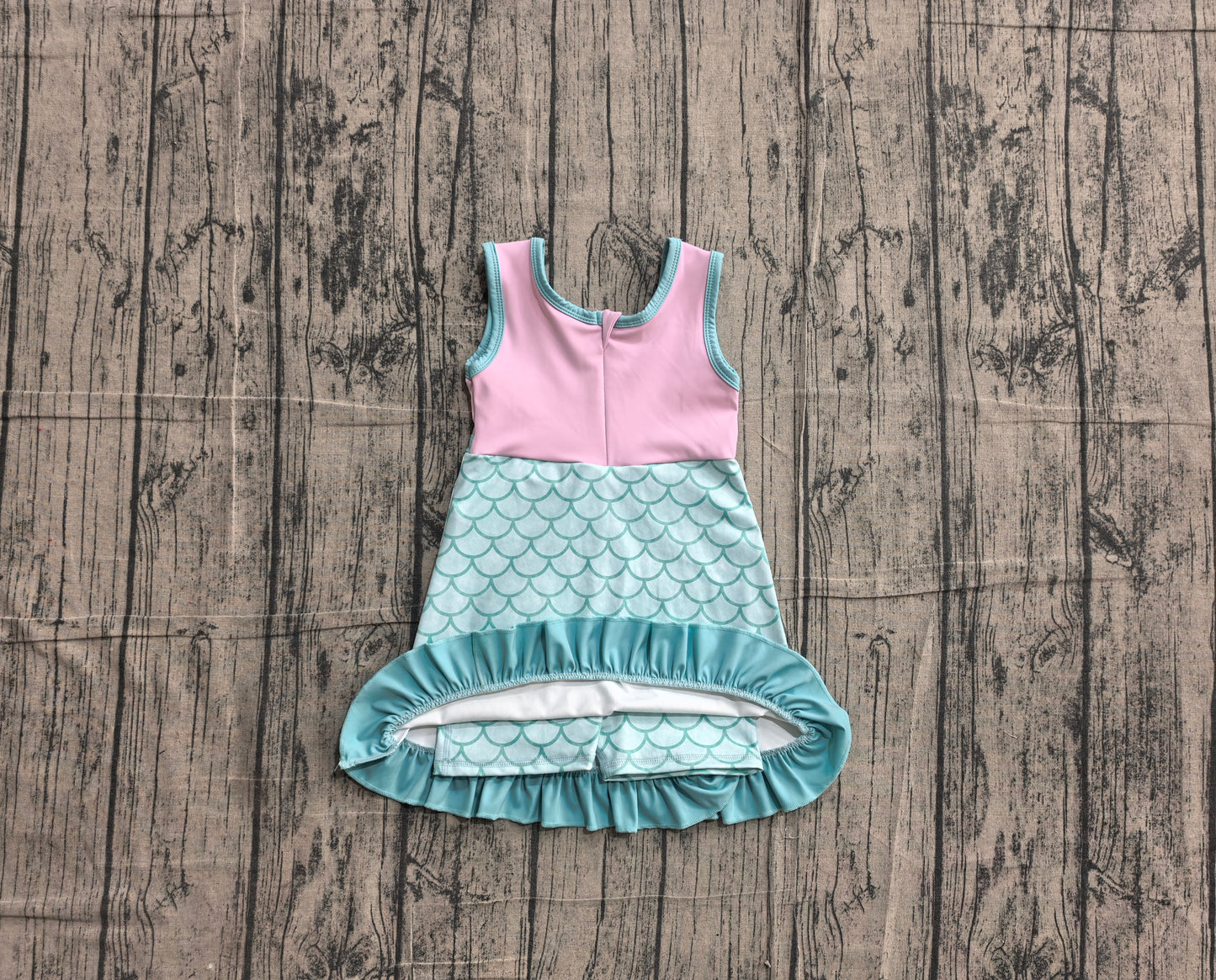 5.13 GSD4015 Sample No Moq Baby Girls Sleeveless Mermaid Yoga Active Short Knee Length Dress
