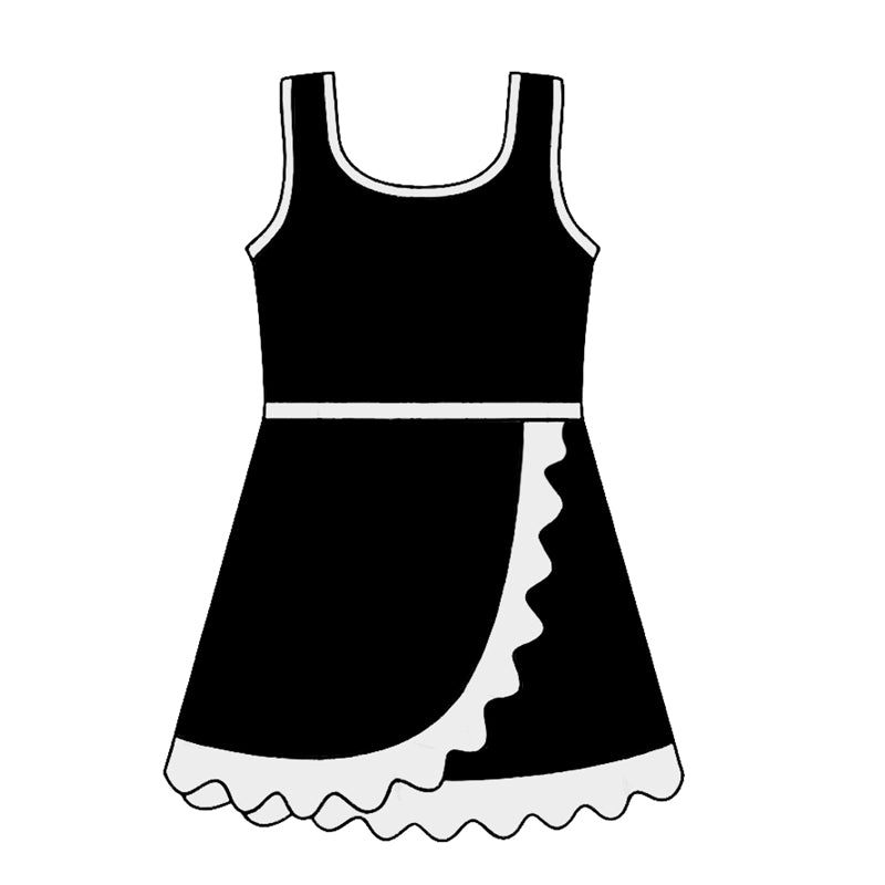 4.24 Pre order No Moq Baby Girls Sleeveless Yoga Active Short Scallop Knee Length Dress