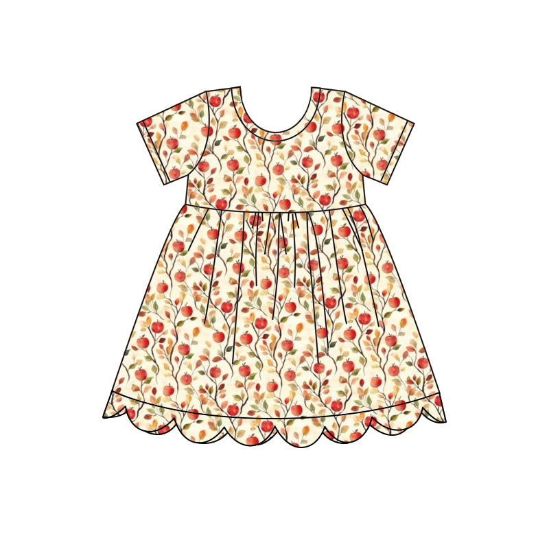 4.28 GSD4156 Pre order No Moq Baby Girls Short Sleeve Scallop Floral Dresses