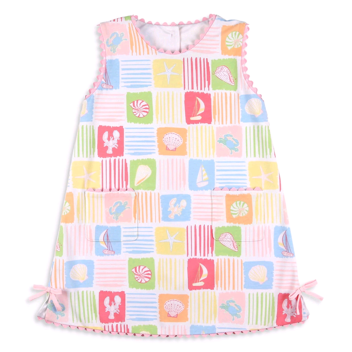 4.29 GSD4172 Pre order No Moq Baby Girls Cute Colorful Plaid Beach Sleeveless Knee Length Dress