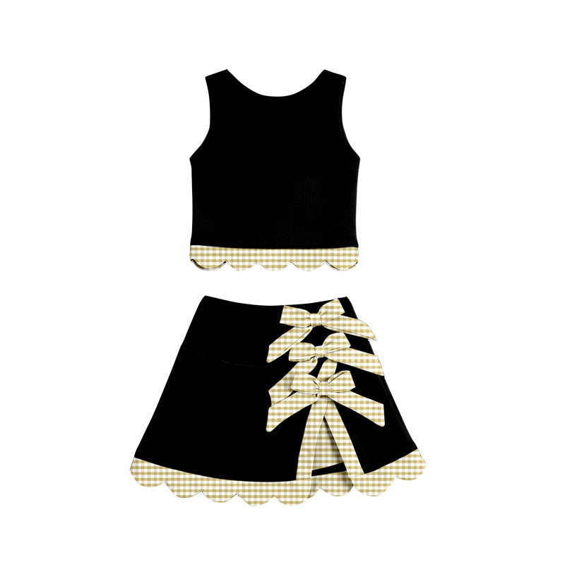 4.30 GSD4175 Pre order No Moq Baby Girls Skeeveless Vest Top Skirt Shorts Yoga Active Scallop Clothes Sets