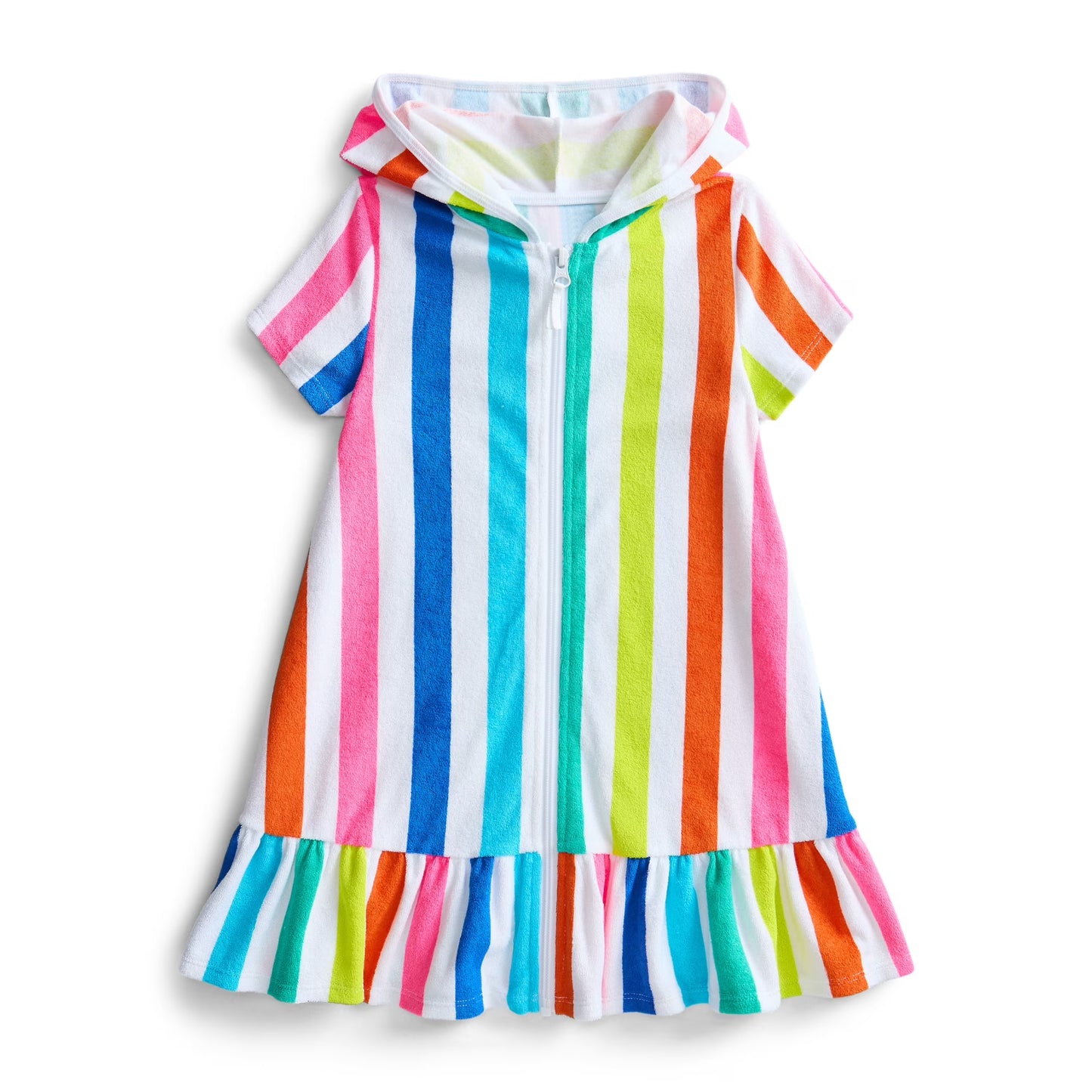 5.8 Pre order No Moq Baby Girls Stripe Zip Hoodie Yoga Active Knee Length Dress Jackets