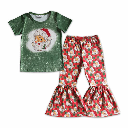 10.18 GSPO0182 RTS No Moq Promotion baby girls Christmas santa red bell pants sets