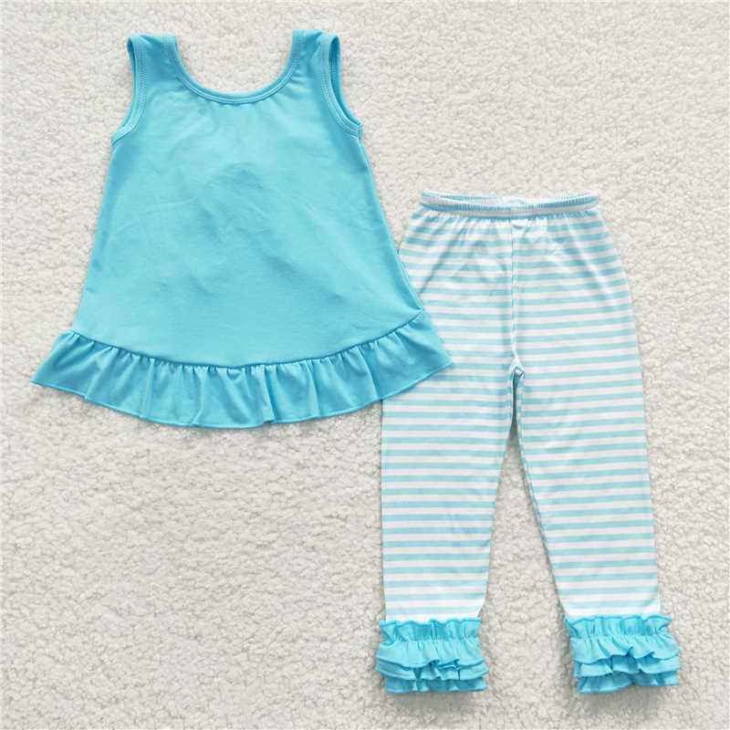 7.17 RTS NO MOQ Baby Girls Spring Outfits baby girl clothes bow short sleeve pants sets