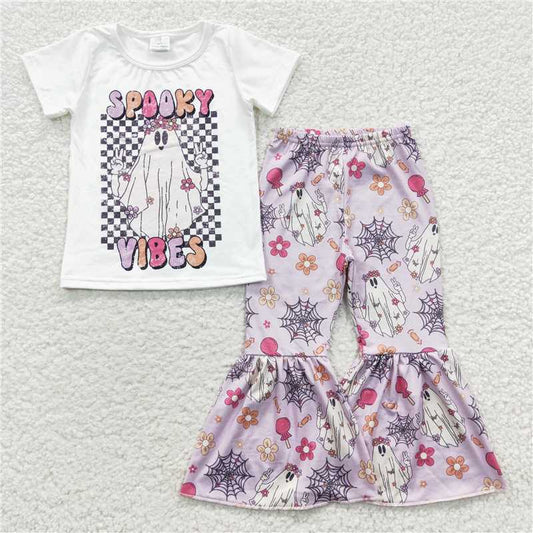 USA Warehouse (IN STOCK) GSPO0606 Kids Girls Ghost Halloween Outfits Spooky Vibe Costume for Children's Party And Trick Or Treat Event