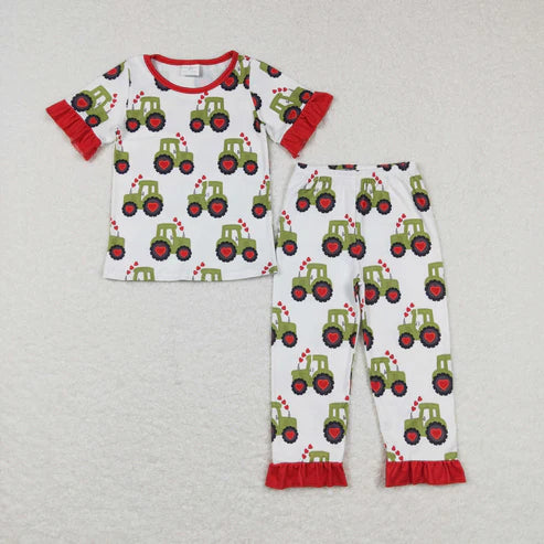 9.18 RTS Sibling Baby Boys Girls Heart Trucks Top Pant Valentine Pajamas Sets