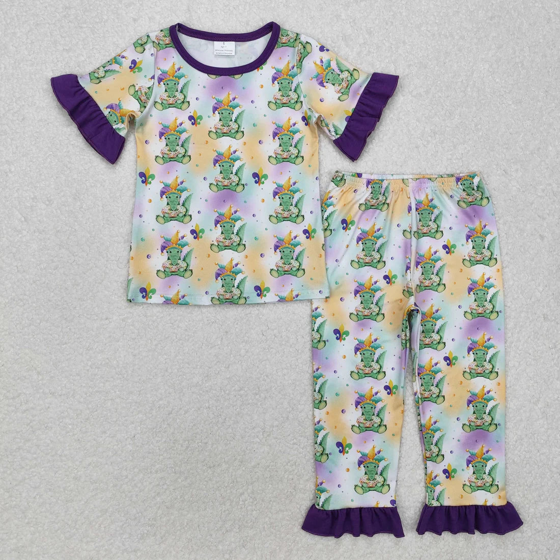 10.22 RTS Sibling Baby Boys Girls Mardigras Top Pants Pajamas Sets