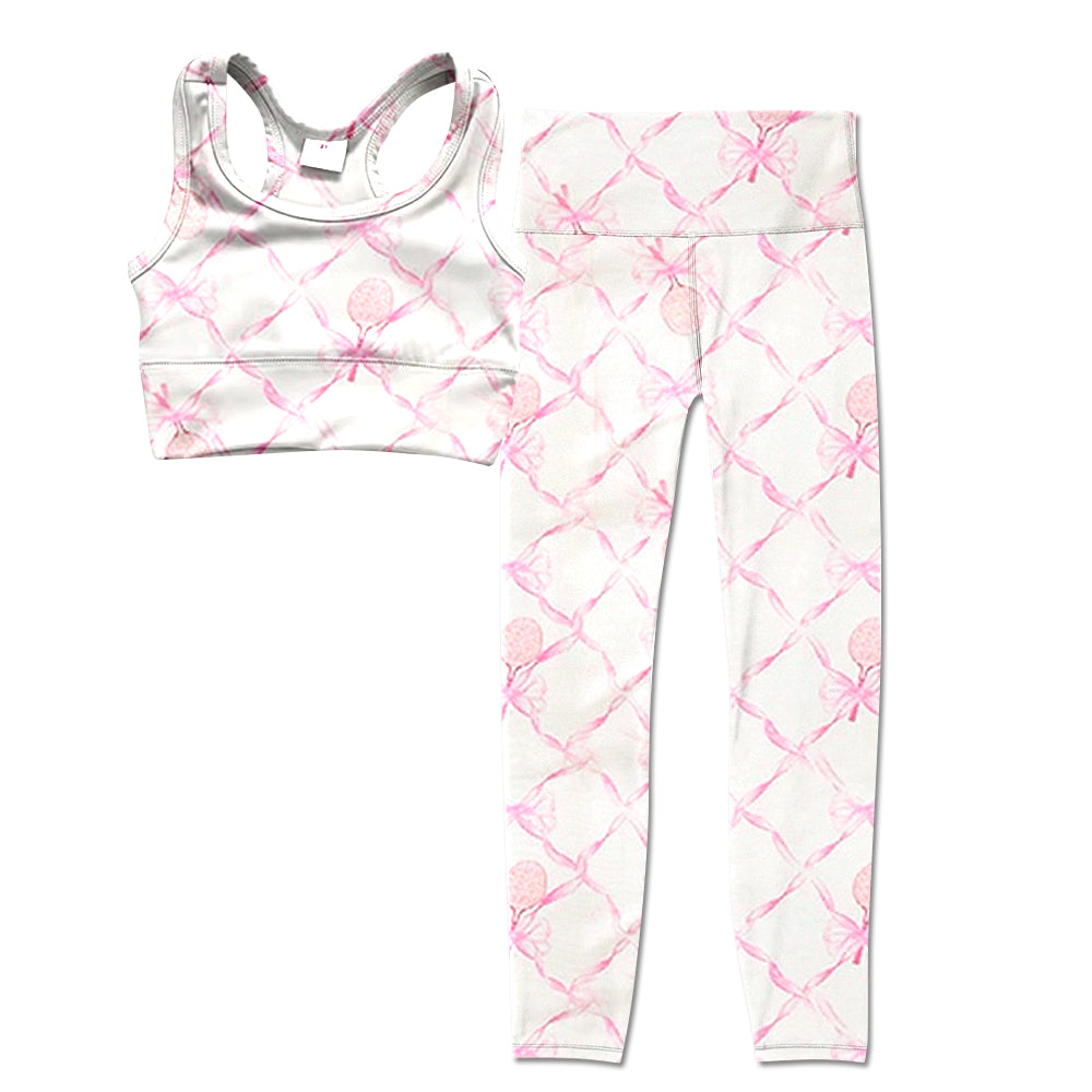 Baby Girls Pink Tennis Bow Yoga Vest Legging Active Wear Clothes Sets Preorder GSPO1811