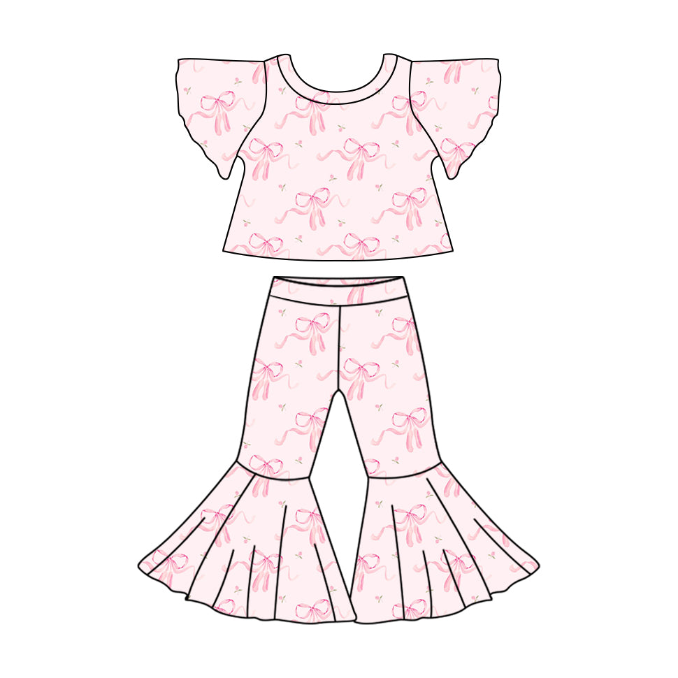 Baby Girls Floating Sleeve Shirt Flared Pants Clothes Set Mixed Sizes Pre-order
