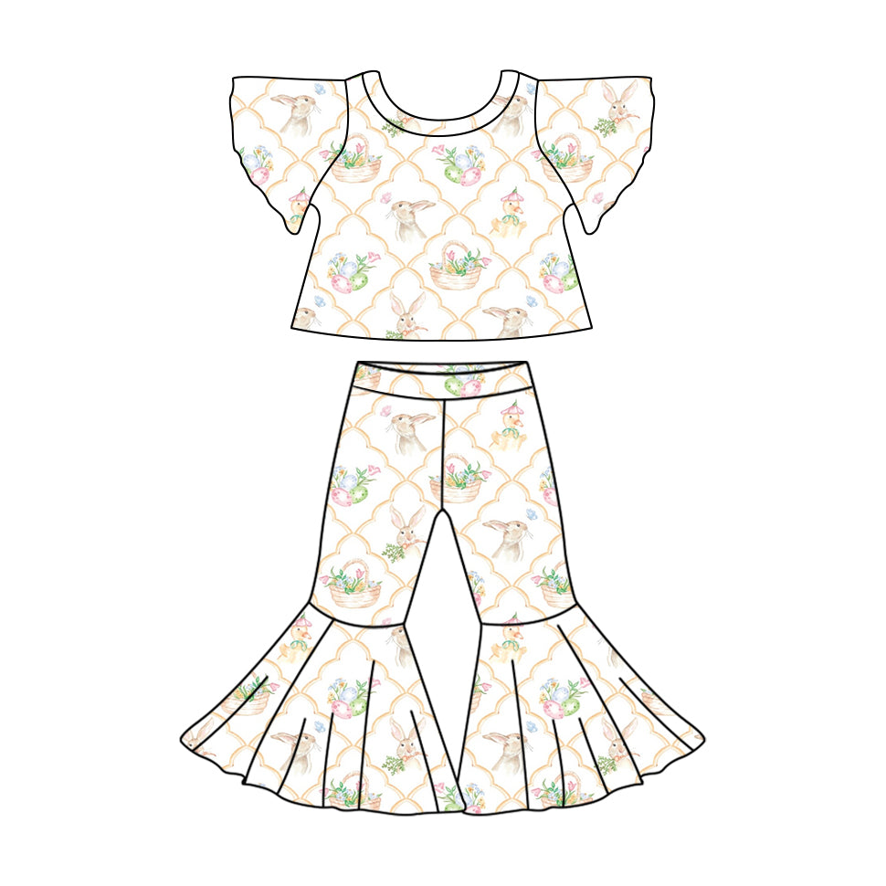 Baby Girls Floating Sleeve Shirt Flared Pants Clothes Set Mixed Sizes Pre-order
