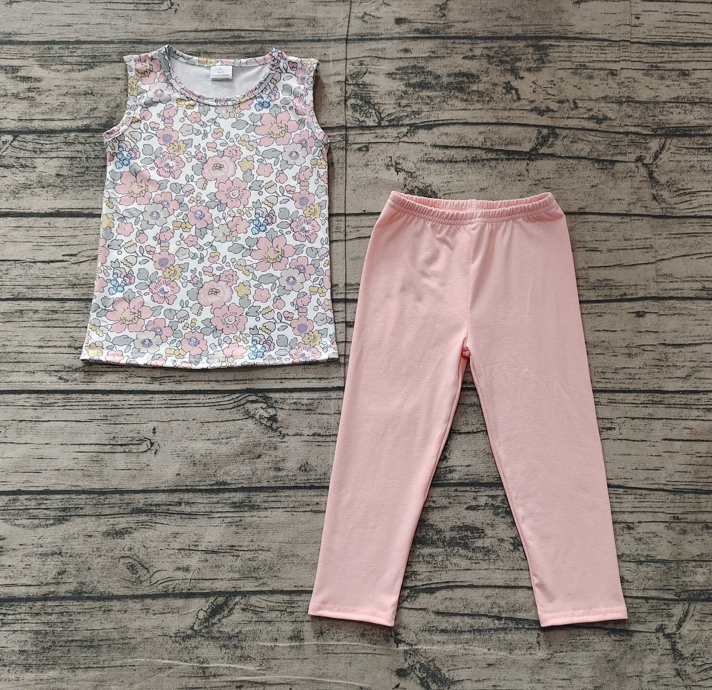 GSPO1919Sleeveless floral top leggings baby girls clothes