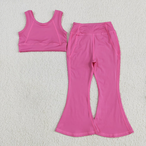 10.15 RTS Sibling Baby Girls Yoga Vest Bell Bottom Pants Active Wear Outfits