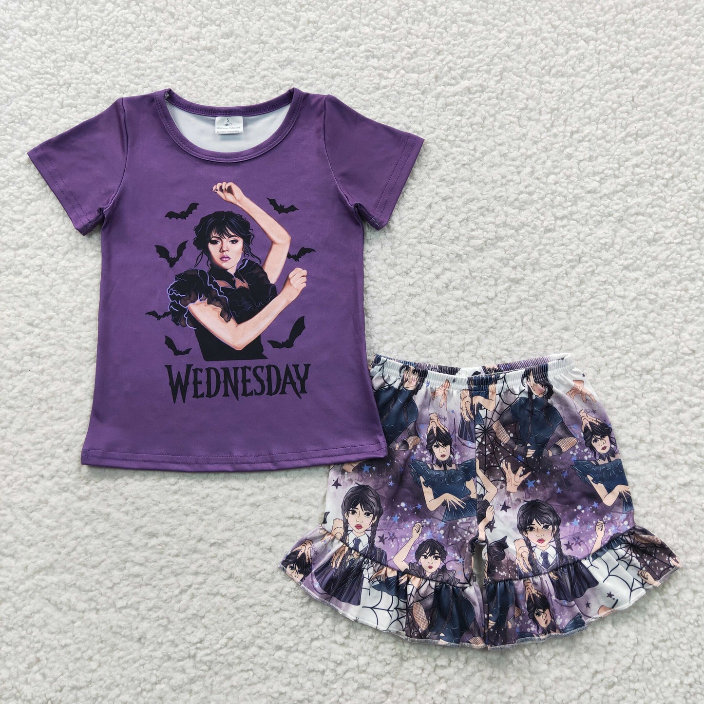 GSSO0271 Baby Girls Summer Outfits purple short-sleeve shorts set