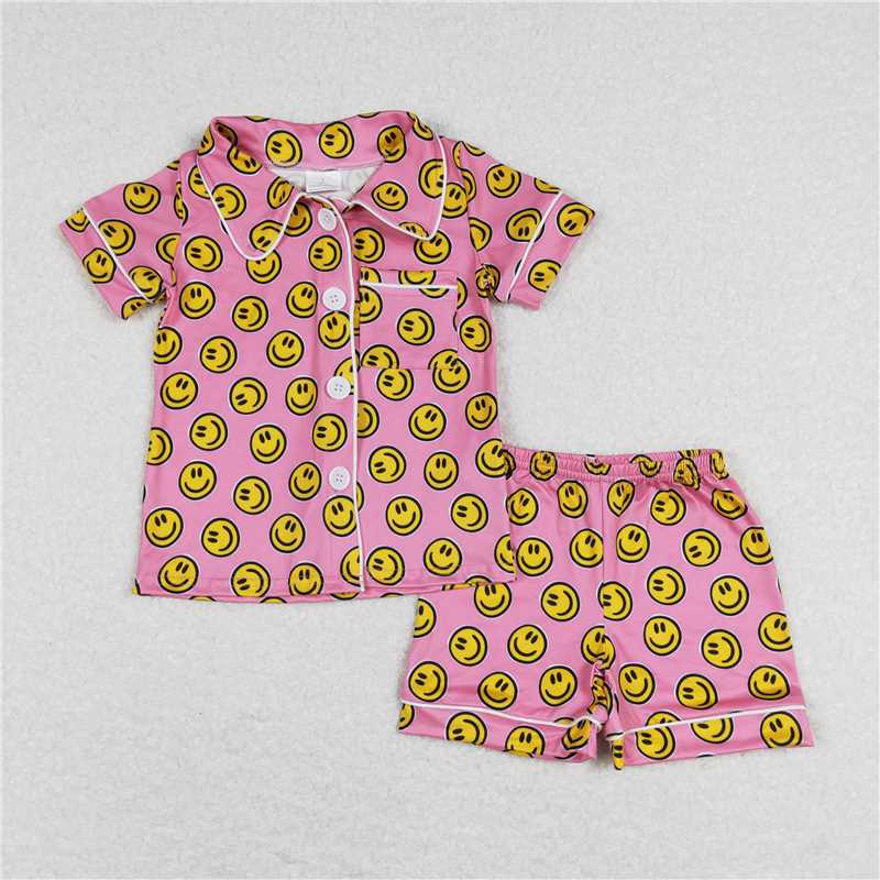7.02 Sibling Sleeveless pink smile top shorts girls clothes