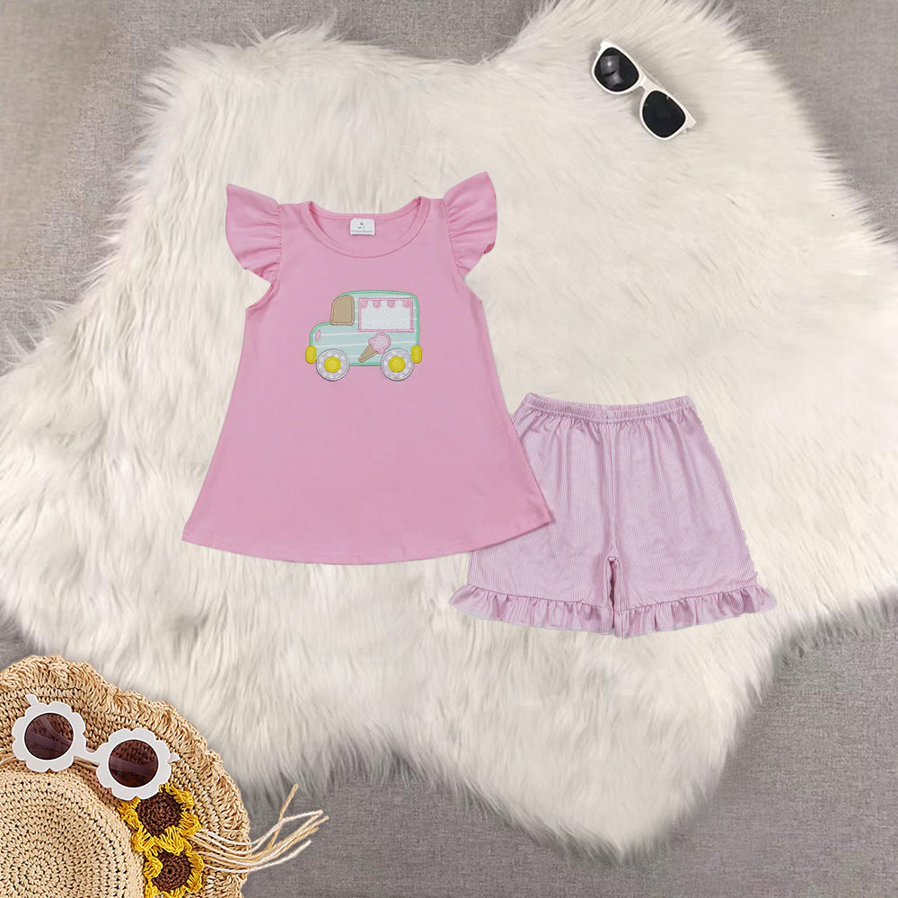RTS Sibling Baby Girls Pink Popstick Tunic Top Shorts Outfits Summer Clothes Sets