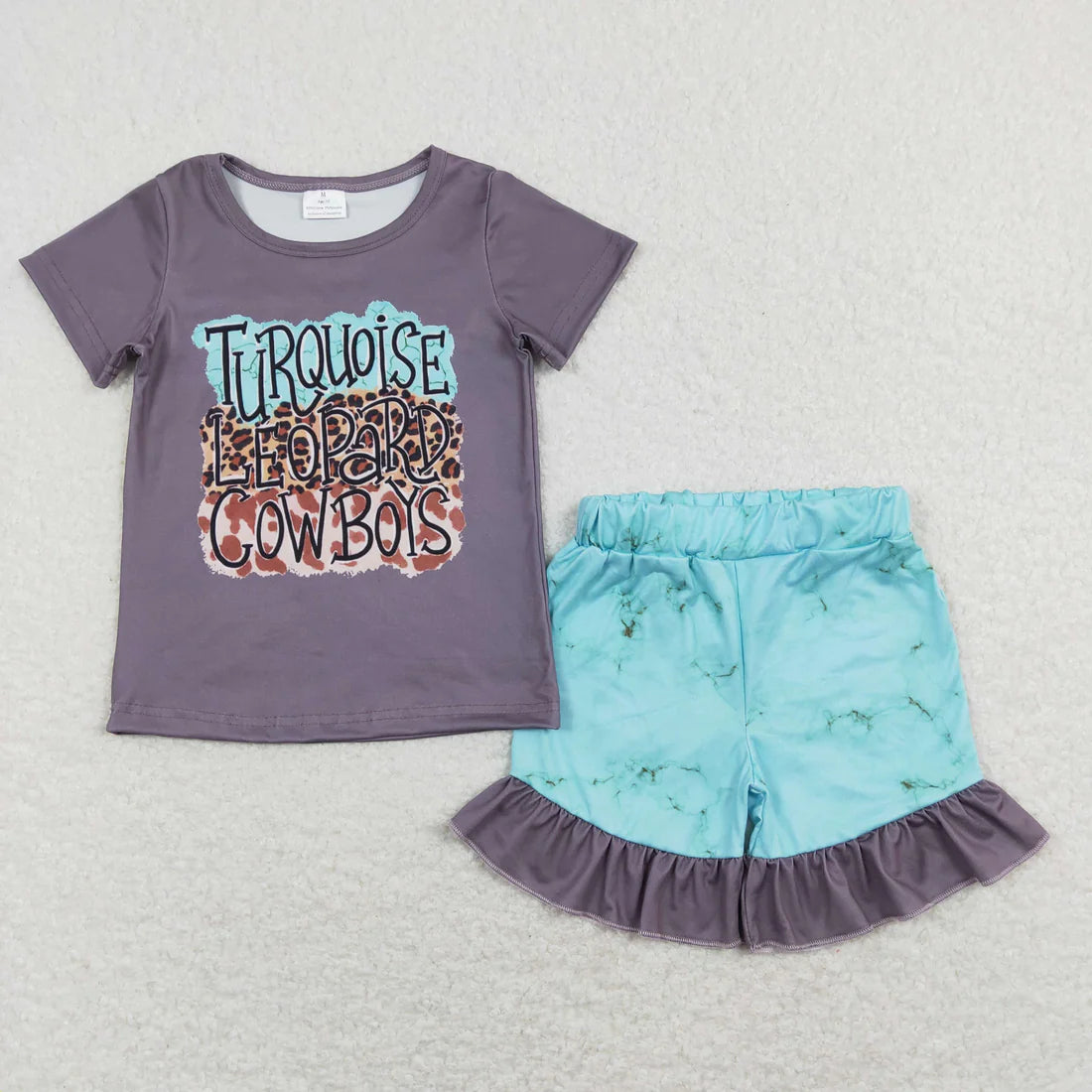 10.14 RTS Sibling Baby Girls Western Horse Cowboy Shirts Ruffle Shorts Clothes Sets