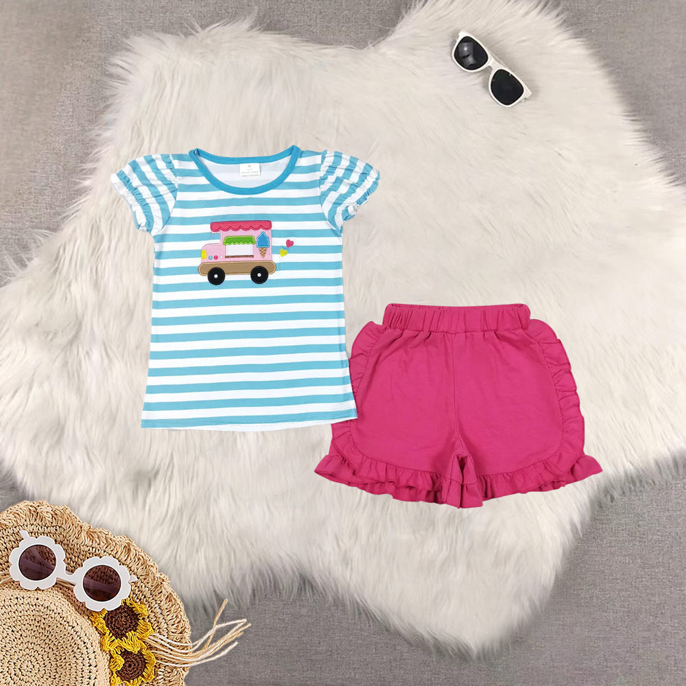 RTS Sibling Baby Girls Pink Popstick Tunic Top Shorts Outfits Summer Clothes Sets