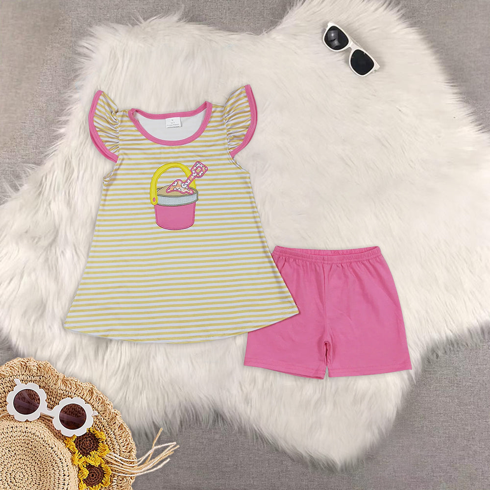 RTS Sibling Baby Girls Flutter sleeves beach ball top shorts kids girls clothes