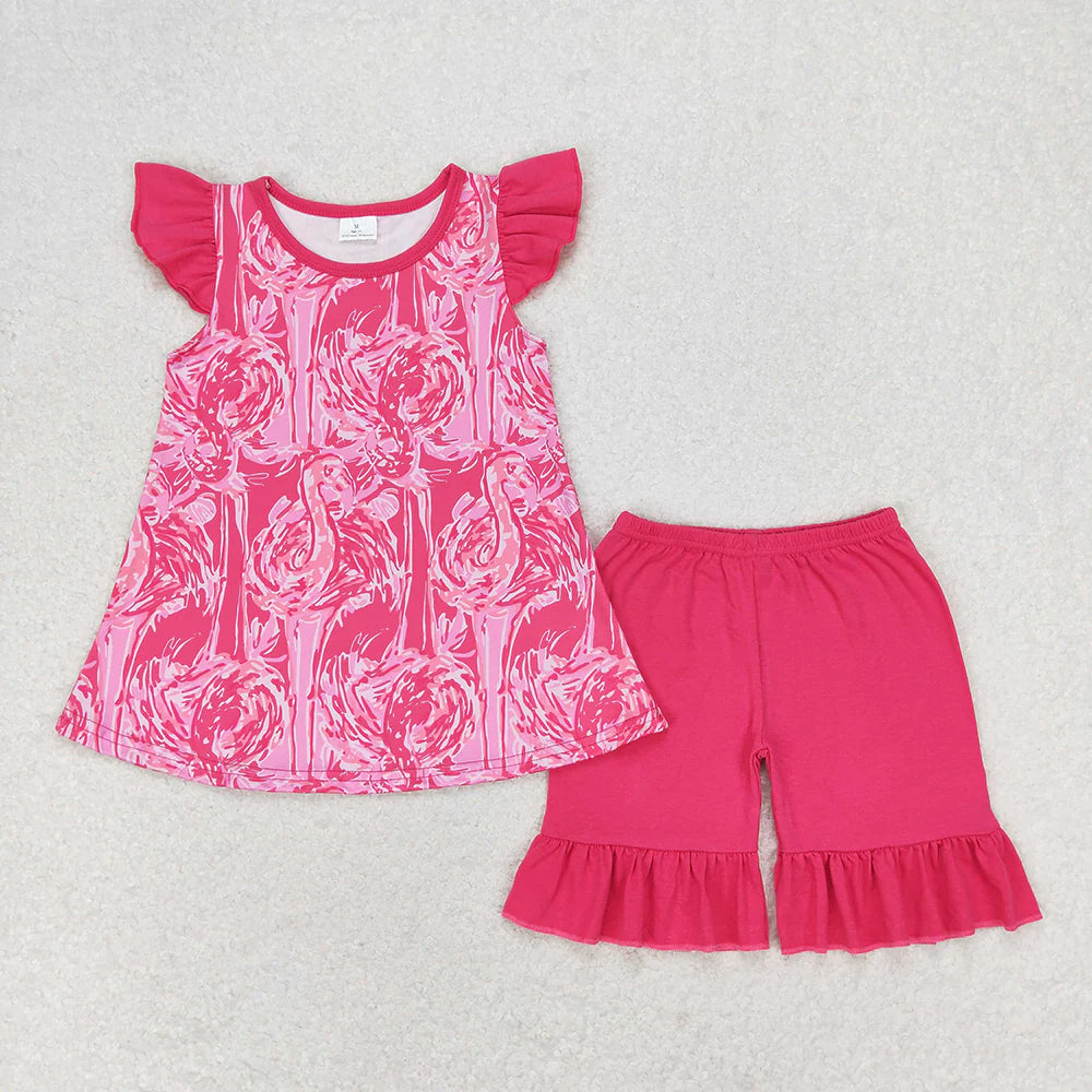 11.29 RTS Sibling Baby Girls Sea Flowers Tunic Ruffle Shorts Outfits