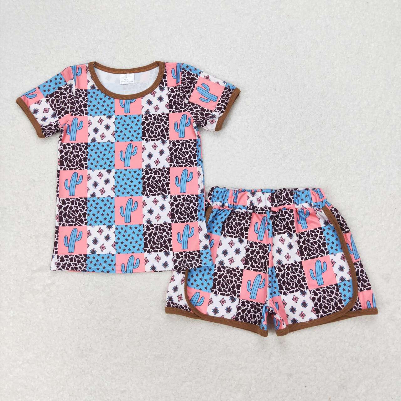10.18 RTS Sibling Baby Girls Flowers Plaid Tee Shirts Shorts Summer Clothes Sets