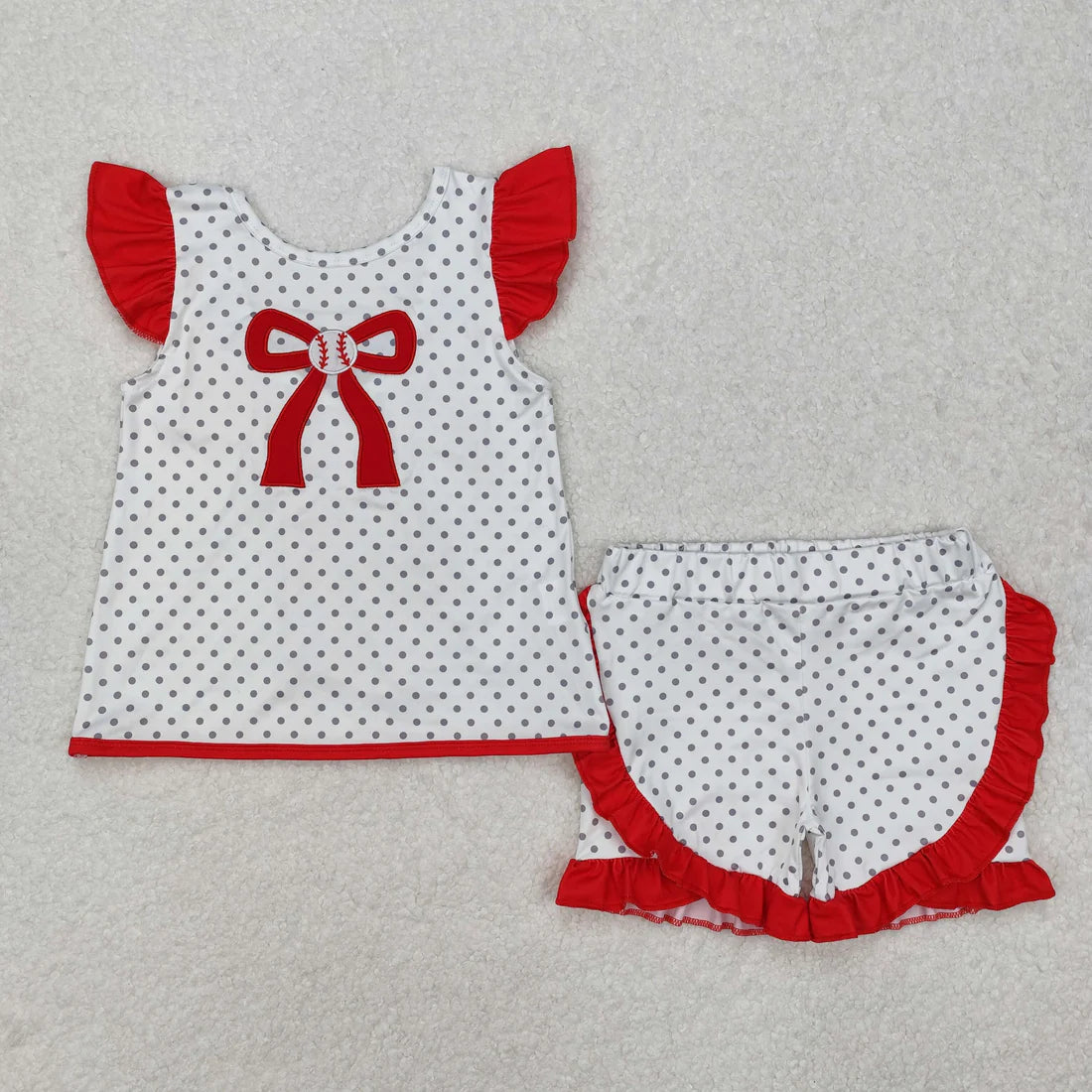 10.4 RTS Sibling Baby Girls Embroidery Baseballs Summer Shorts Sets Clothes Sets