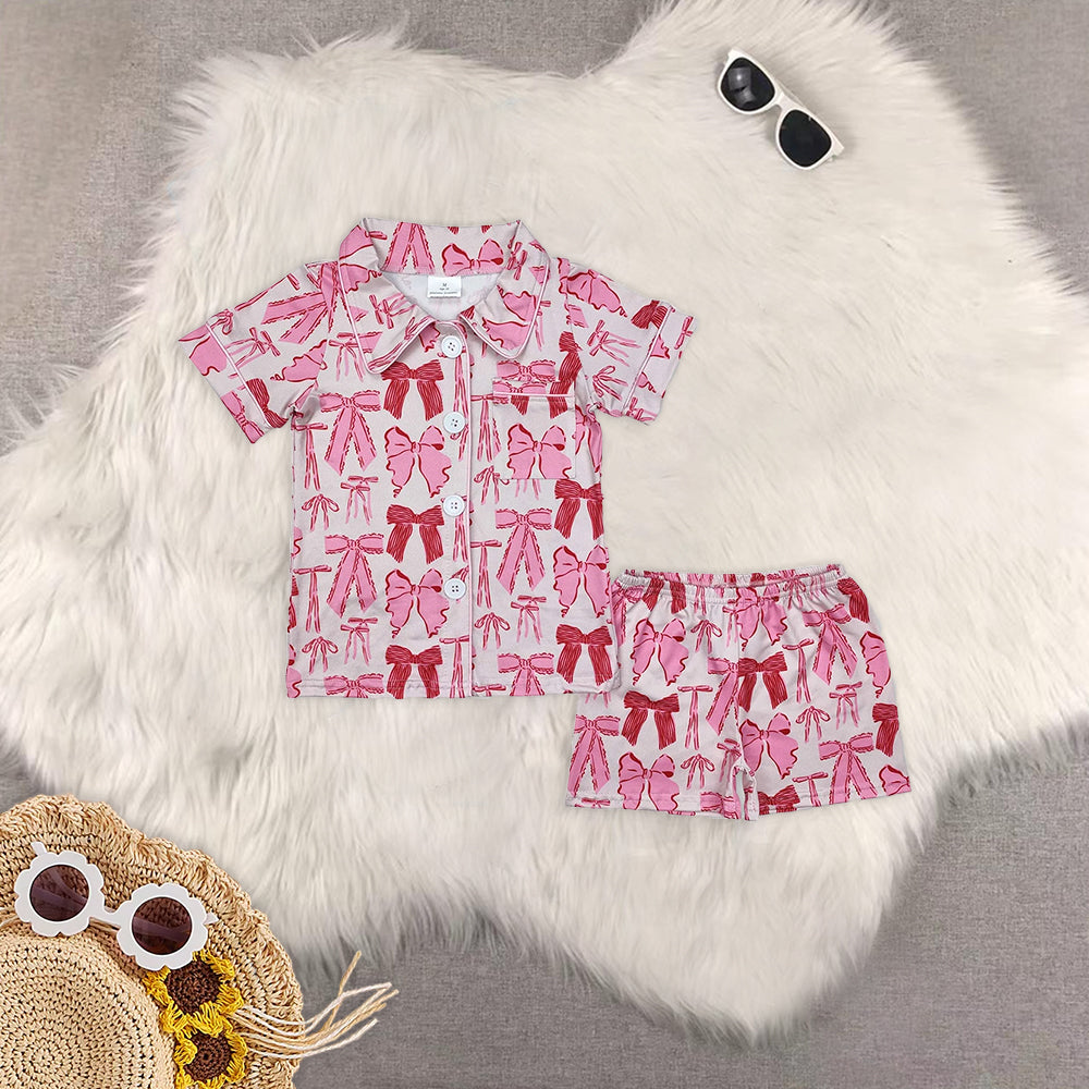 RTS Sibling Baby Girls Blue cactus pocket top short girls summer pajamas