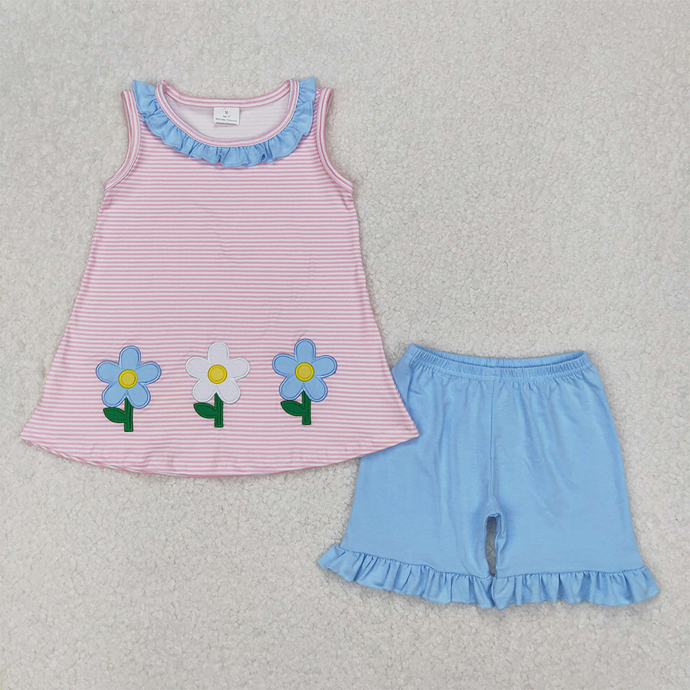 4.08 GSSO1983 RTS NO MOQ Sleeveless starfish shell castle top shorts girls summer clothes