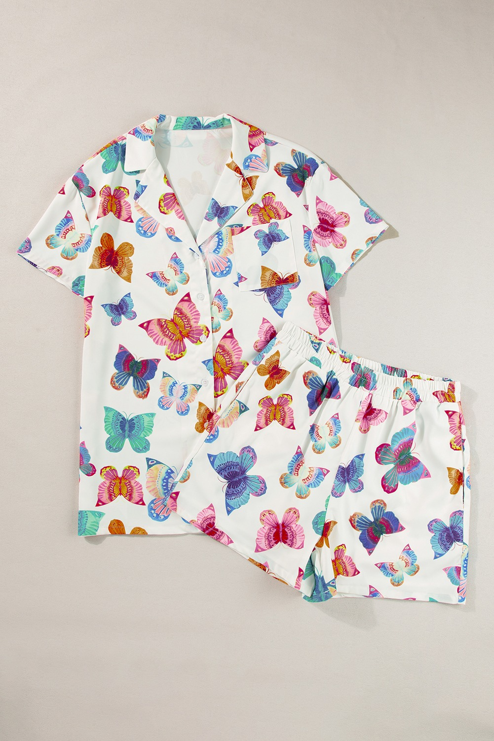 GSSO1945Colorful butterfly adult women button down pajamas