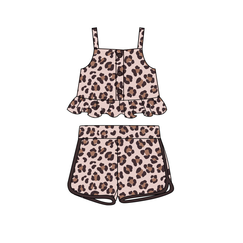 GSSO2053Straps leopard peplum shorts girls summer outfits