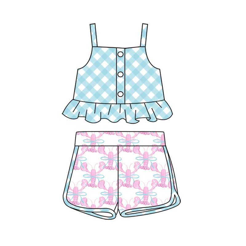 Sleeveless pink crawfish bow kids girls athletic dresses