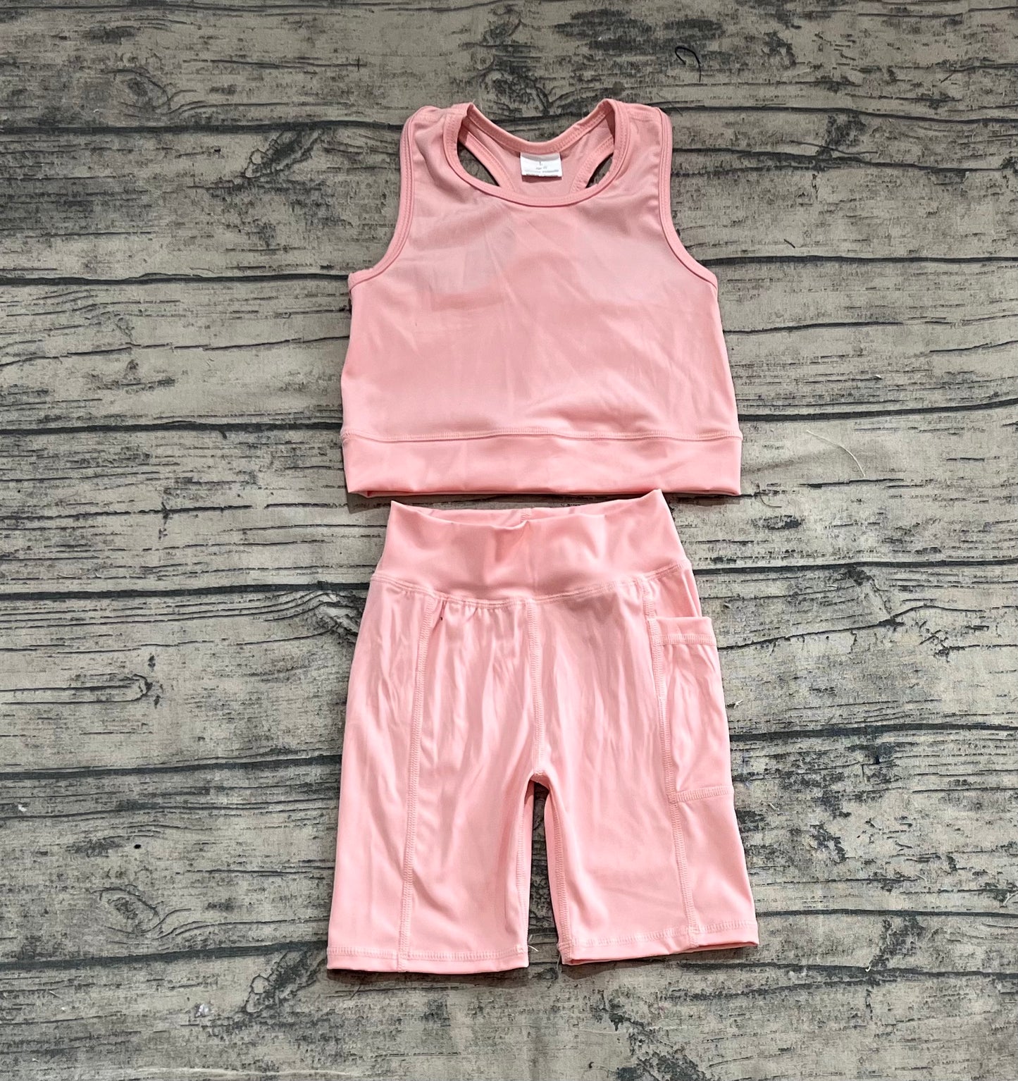 5.17 GSSO2129 Sample No Moq Fast Coming Baby Girls Summer Yoga Outfits Baby Girls Pink Vest Top Sports Shorts Clothes Sets