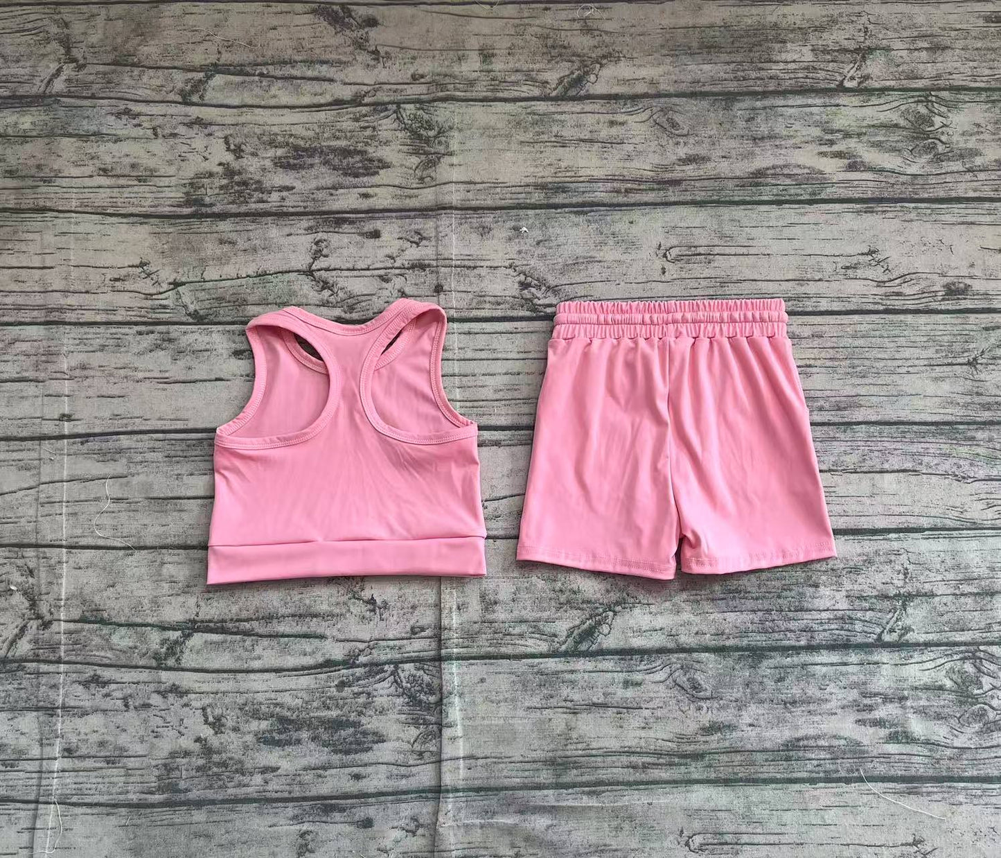 GSSO2130Girls Active Wear Clothes Sleeveless Dark Pink Top with Pockets Shorts for Kids' Sportswear And Casual Outfits