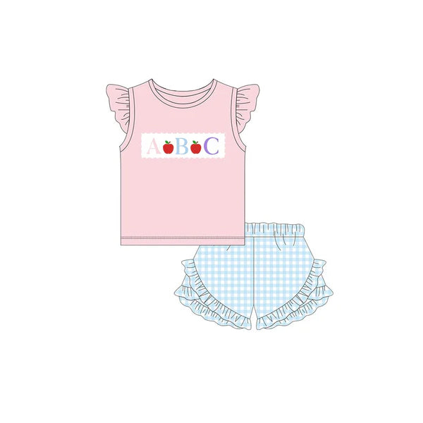 Baby Boys Back to School ABC Printed Shirt Top Shorts Set Cute Pre-K Kindergarten Clothes Outfit for Little Ones