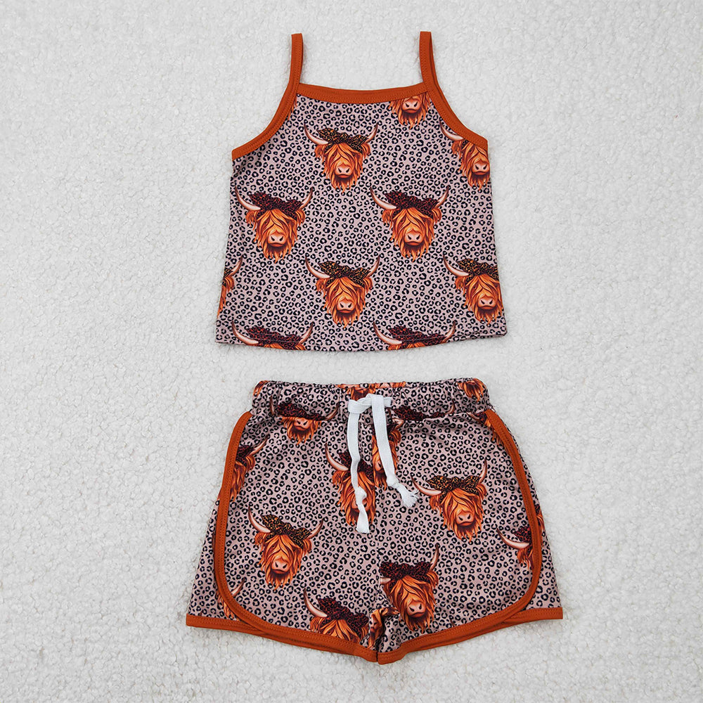 5.24 GSSO2341 RTS NO MOQ Baby Girls Summer Outfits baby girls clothes alpine head sleeveless shorts set