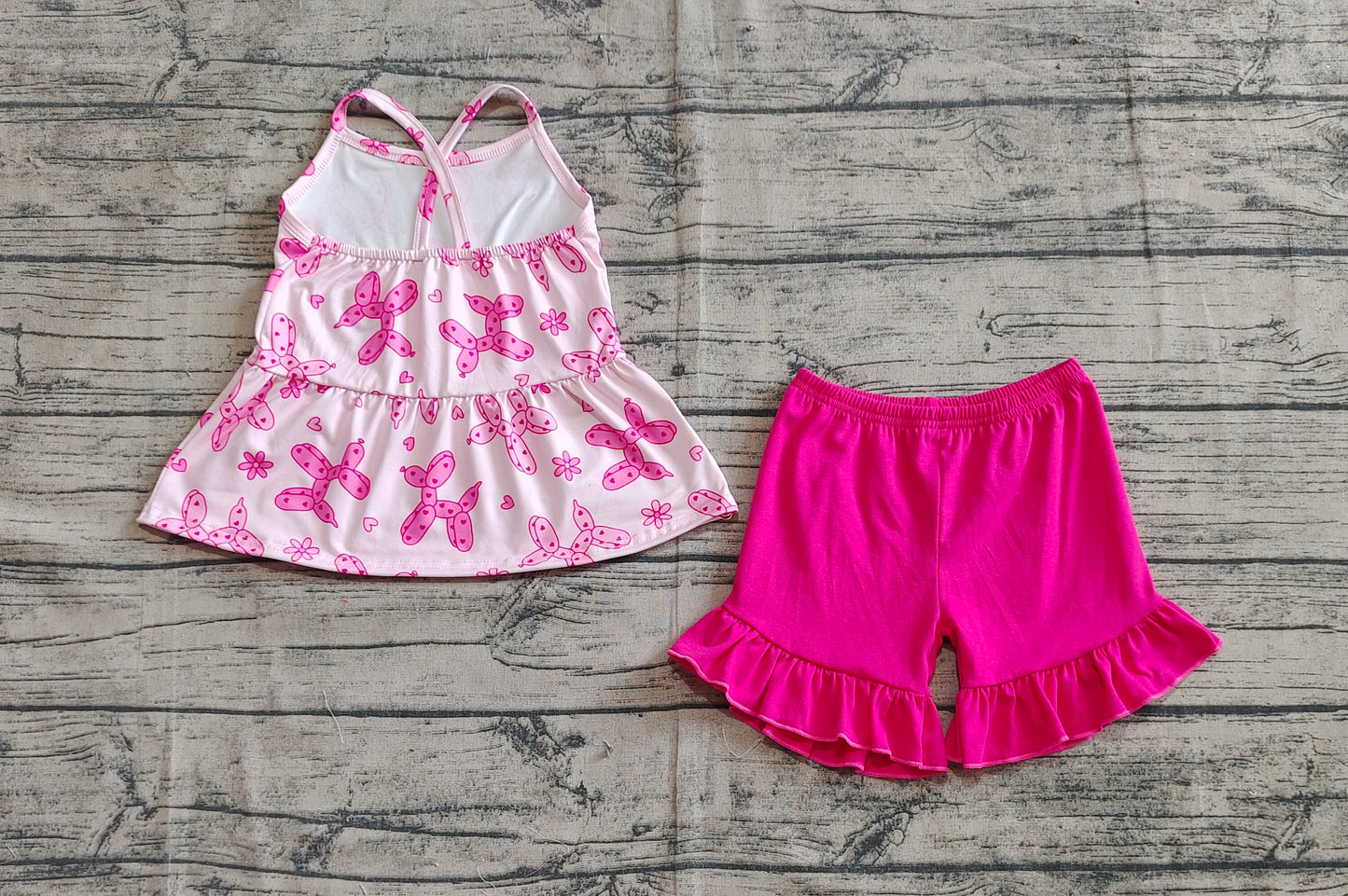5.20 GSSO2439 Sample 10days Arrived RTS Pink heart dog tunic ruffle shorts girls clothing set
