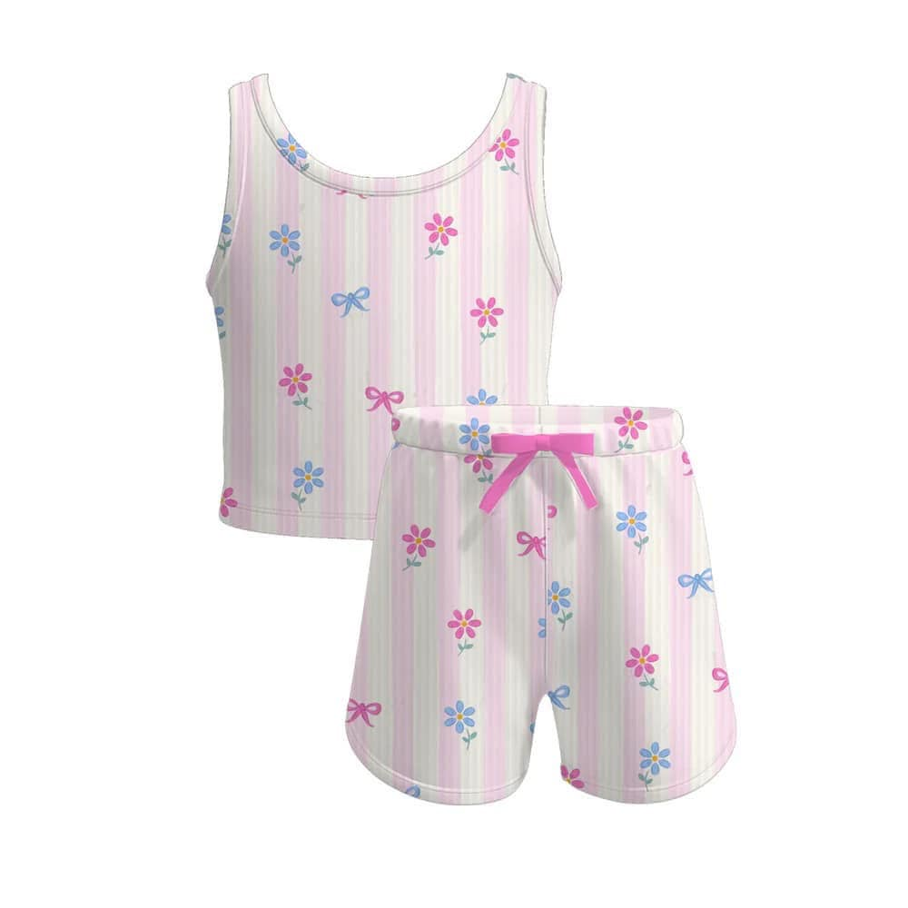 5.19 pre order Sleeveless light blue bow kids girls summer clothes