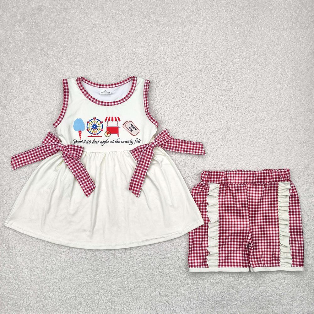 7.19 GSSO2518RTS NO MOQ Baby Girls Summer Outfits baby girl clothes sleeveless shorts set