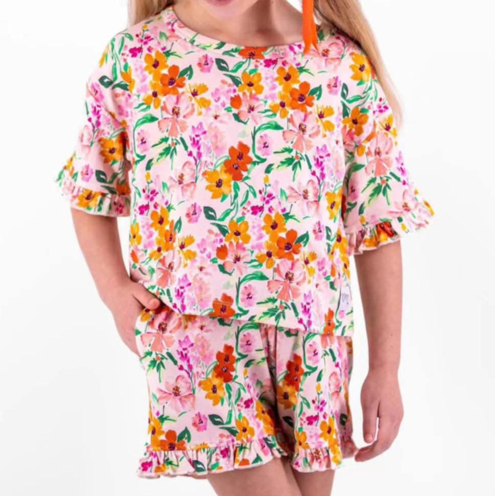 6.13 GSSO2526 Pre order Baby Girls Summer Outfits baby girl clothes short sleeve shorts set