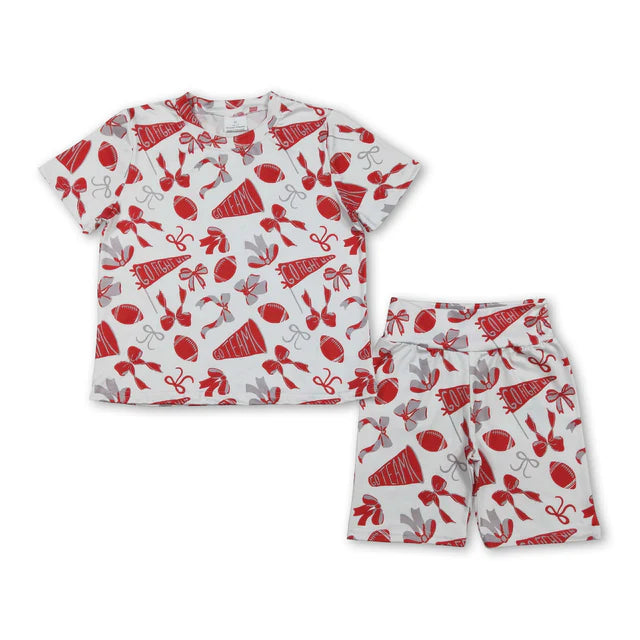 RTS Sibling bows gesture football girl short sleeve set