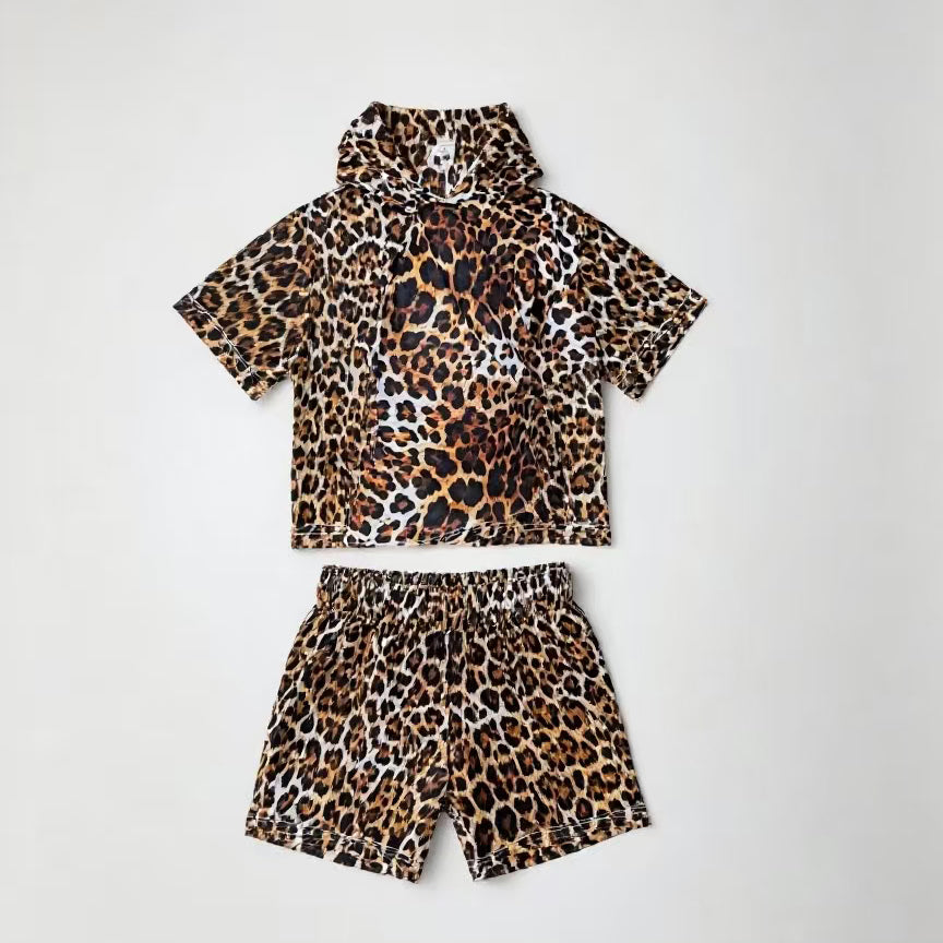 11.13 GSSO2857 Pre order No Moq Baby Girls Leopard Pockets Hoodies Top Shorts Clothes Sets