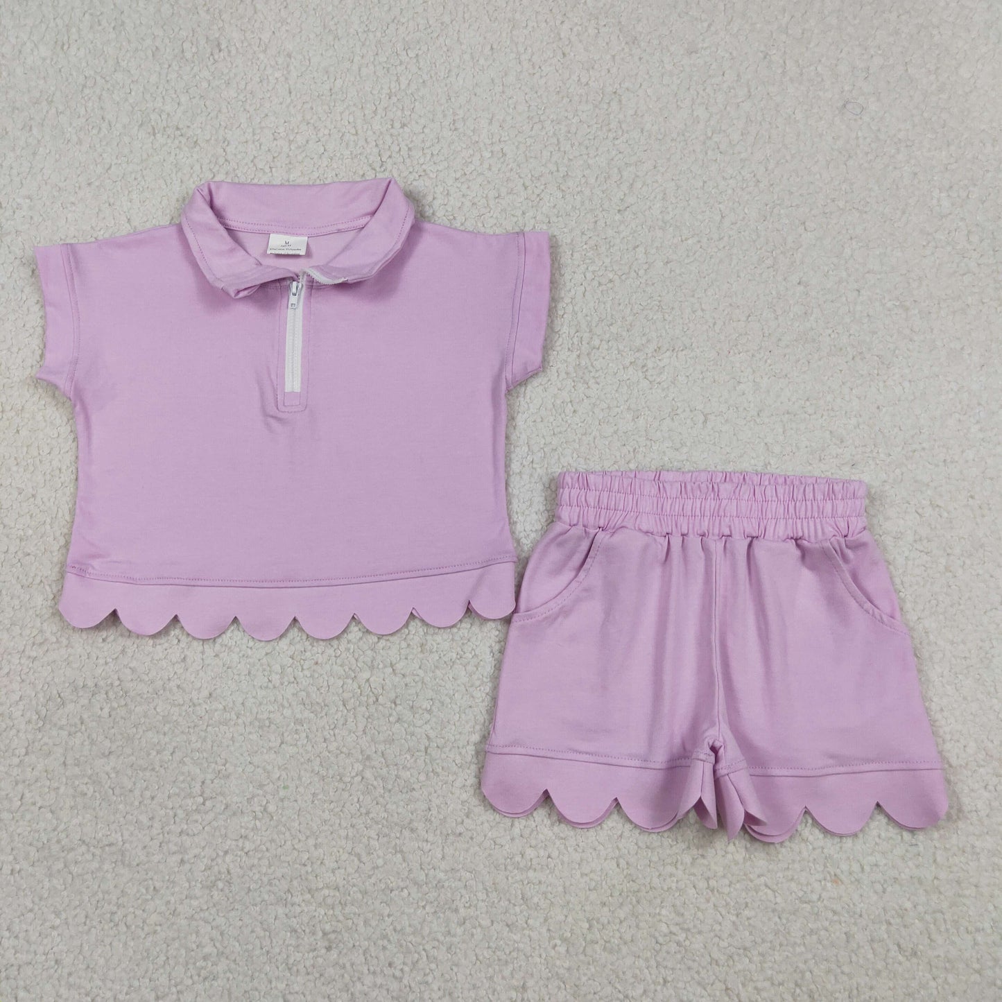 RTS Sibling short sleeves scallop pullover shorts girls outfits