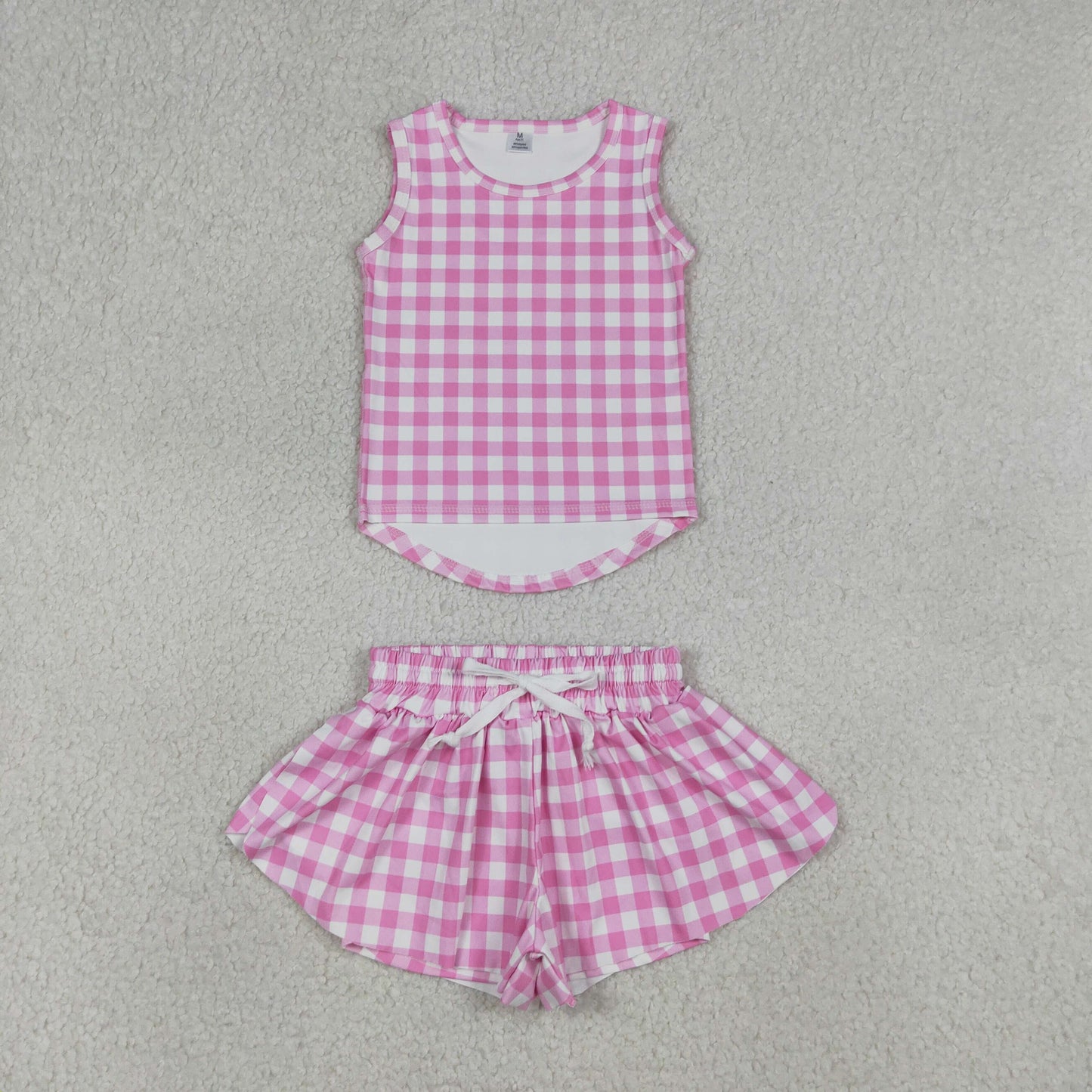 4.9 RTS Sibling Sleeveless plaid top shorts girls active wear set