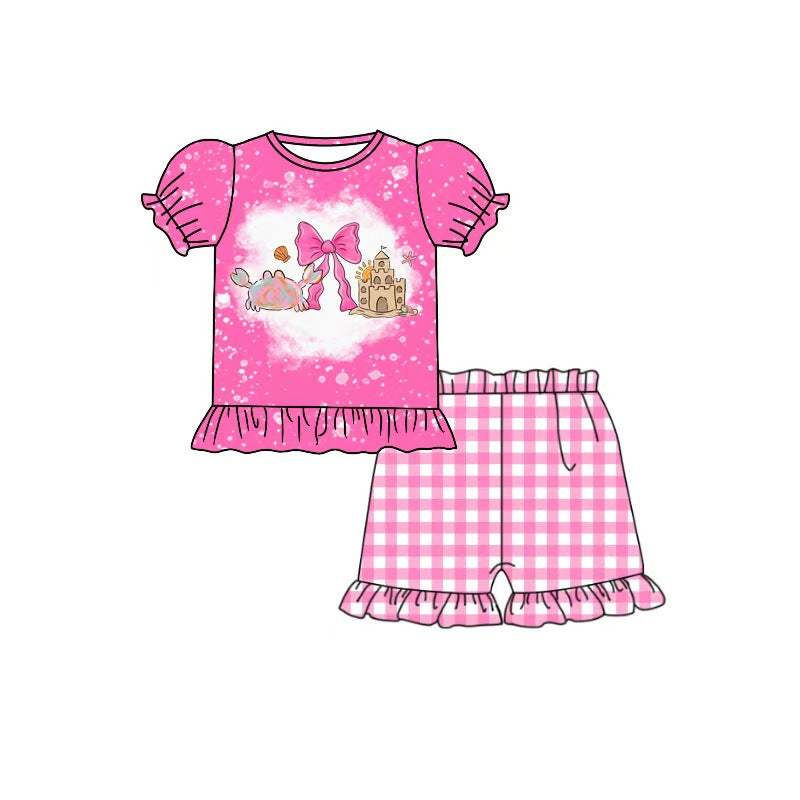 4.6 Pre order No Moq Baby Boys girls Top Checked Pockets Short Clothes Set