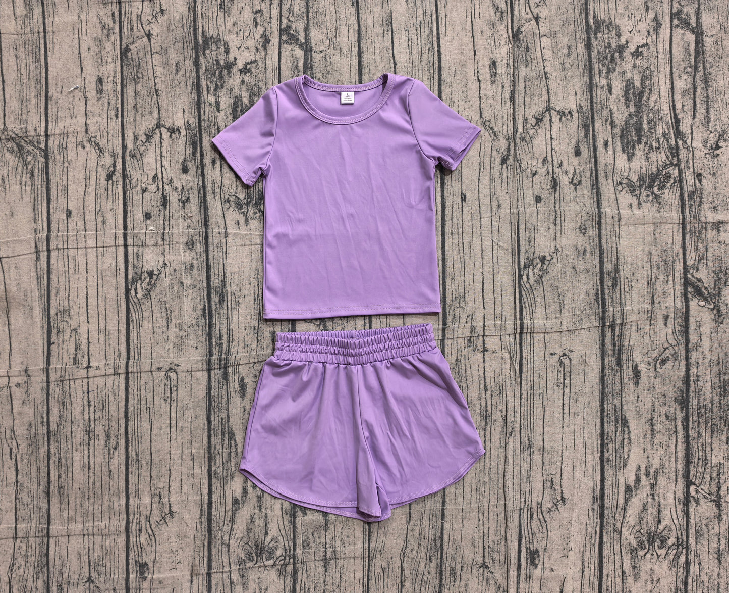5.19 GSSO3769(GT1638+SS0905)Sample No Moq Short sleeves purple top shorts kids girls yoga active set