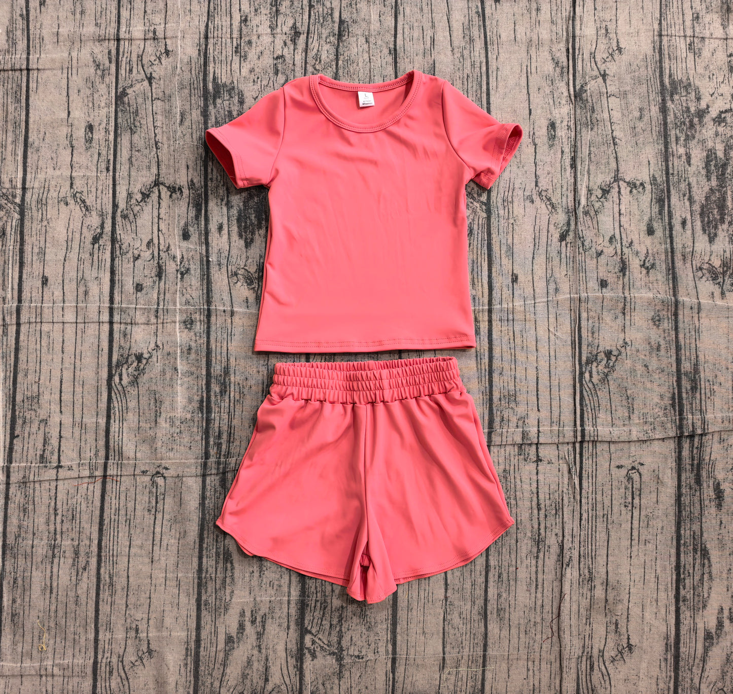 6.2 GSSO3772(GT1641+SS0908)Sample No Moq Yoga Baby Girls Pink Short Sleeve Top And Sports Shorts Two Piece Yoga Active Clothes Sets