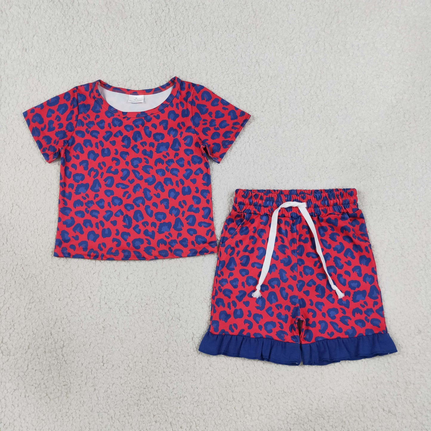 GSSO3811 RTS NO MOQ (In stock)milk silk Baby Girls Pink Leopard Pocket Top Ruffle Hem Shorts Outfit