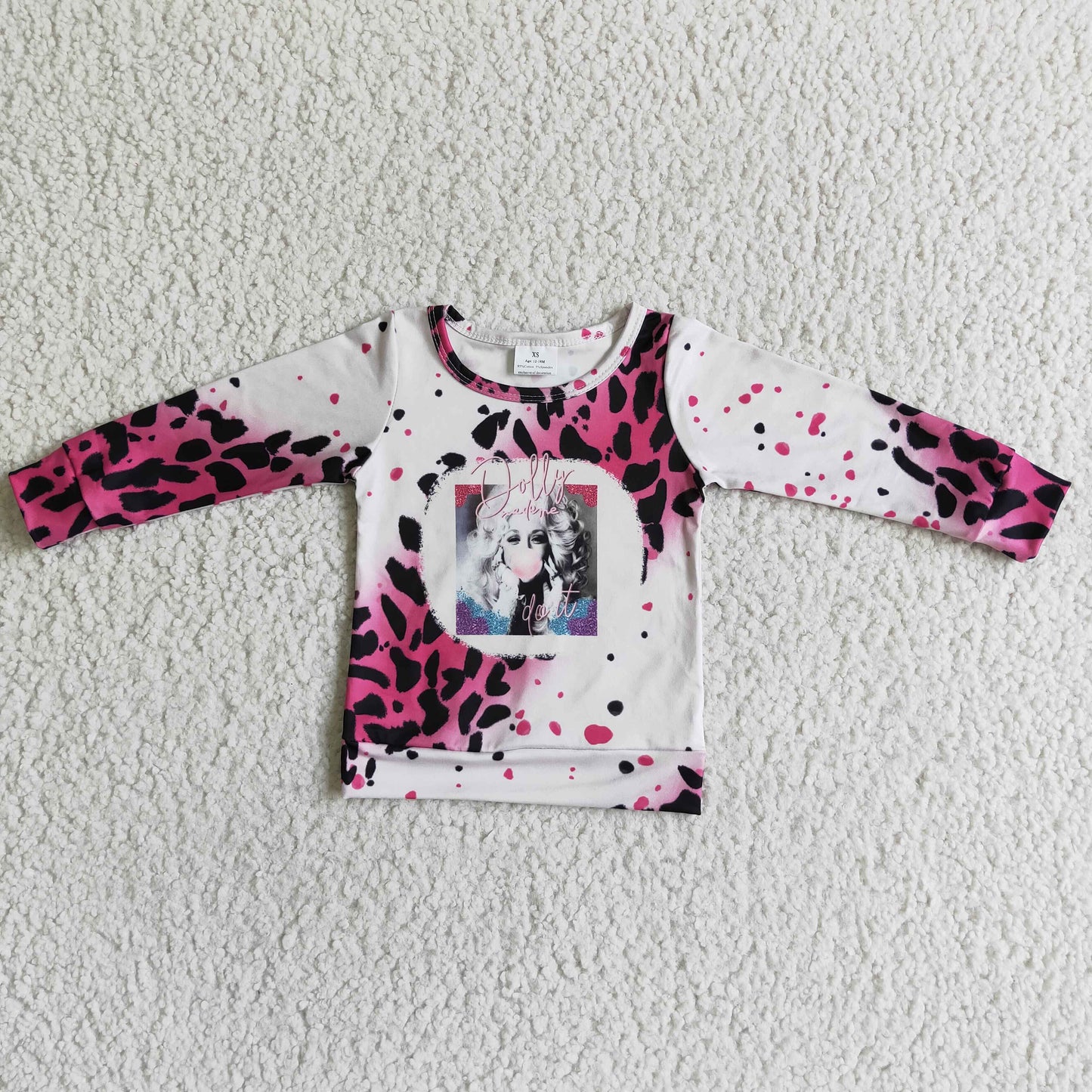 10.29 GT0010 RTS No Moq Promotion Do it leopard long sleeve singer shirt girls sweatshirt