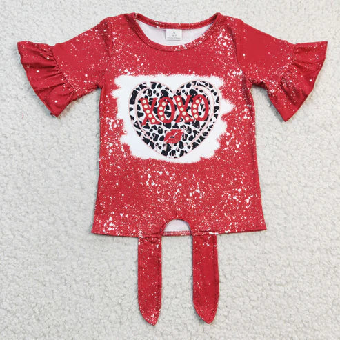 9.26 RTS Sibling Baby Girls Leopard Hearts Valentine Tee Shirts Top